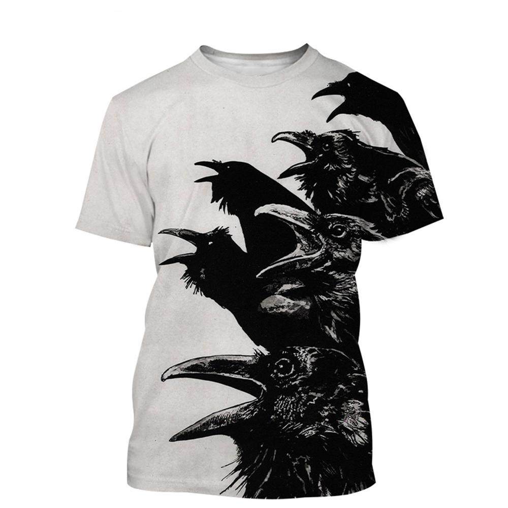 Etst 003 Animal Crow 3d Print Zomer Mannen/Vrouwen O-hals T-shirt Casual Korte Mouw Oversized T-shirt Mode Streetwear Trend Mannen kleding S