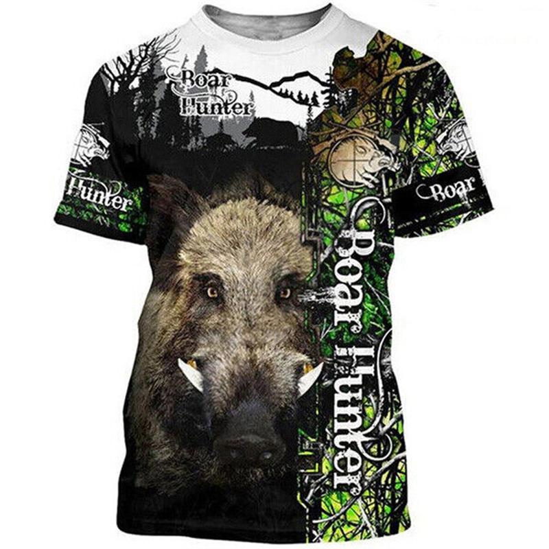 Bobby3 Camo Hunting Animals Wild Boar Dames Heren T-shirt 3D Print Korte Mouw Tee Tops Casual O Hals Streetwear T-shirts Hombre Ropa L