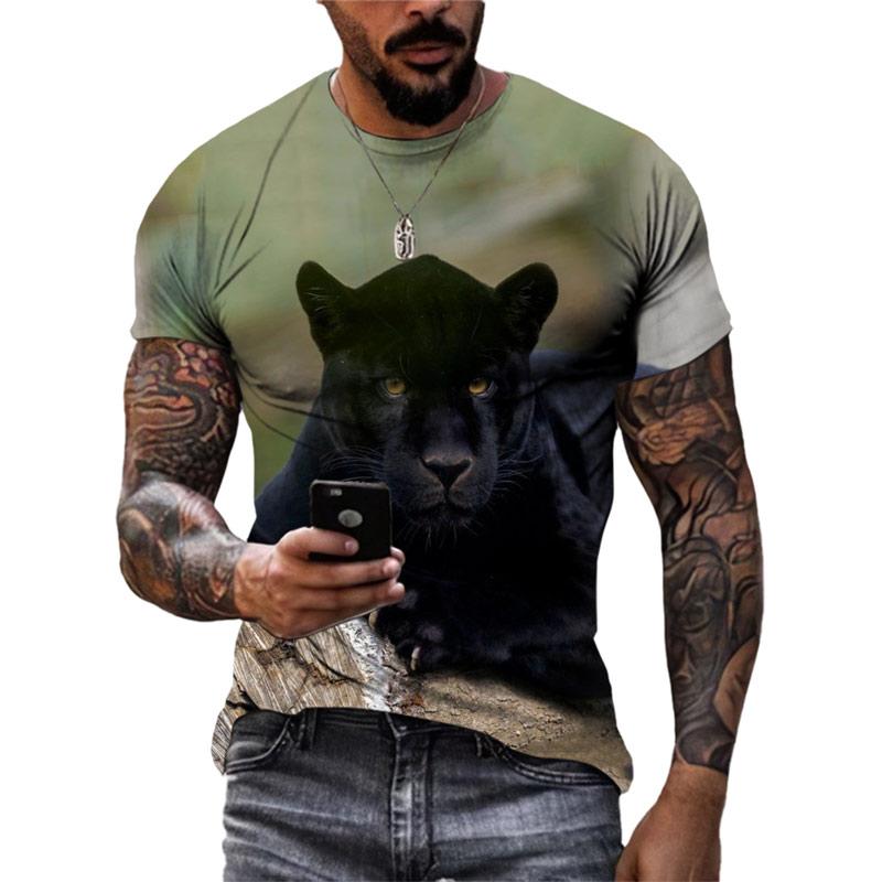 Xuhaijian02 Nieuwe 3D Animal Panther Grafische T-shirts Zomer Mode Mannen Casual Streetwear Trend Persoonlijkheid Print Ronde Hals Korte Mouw Tee S