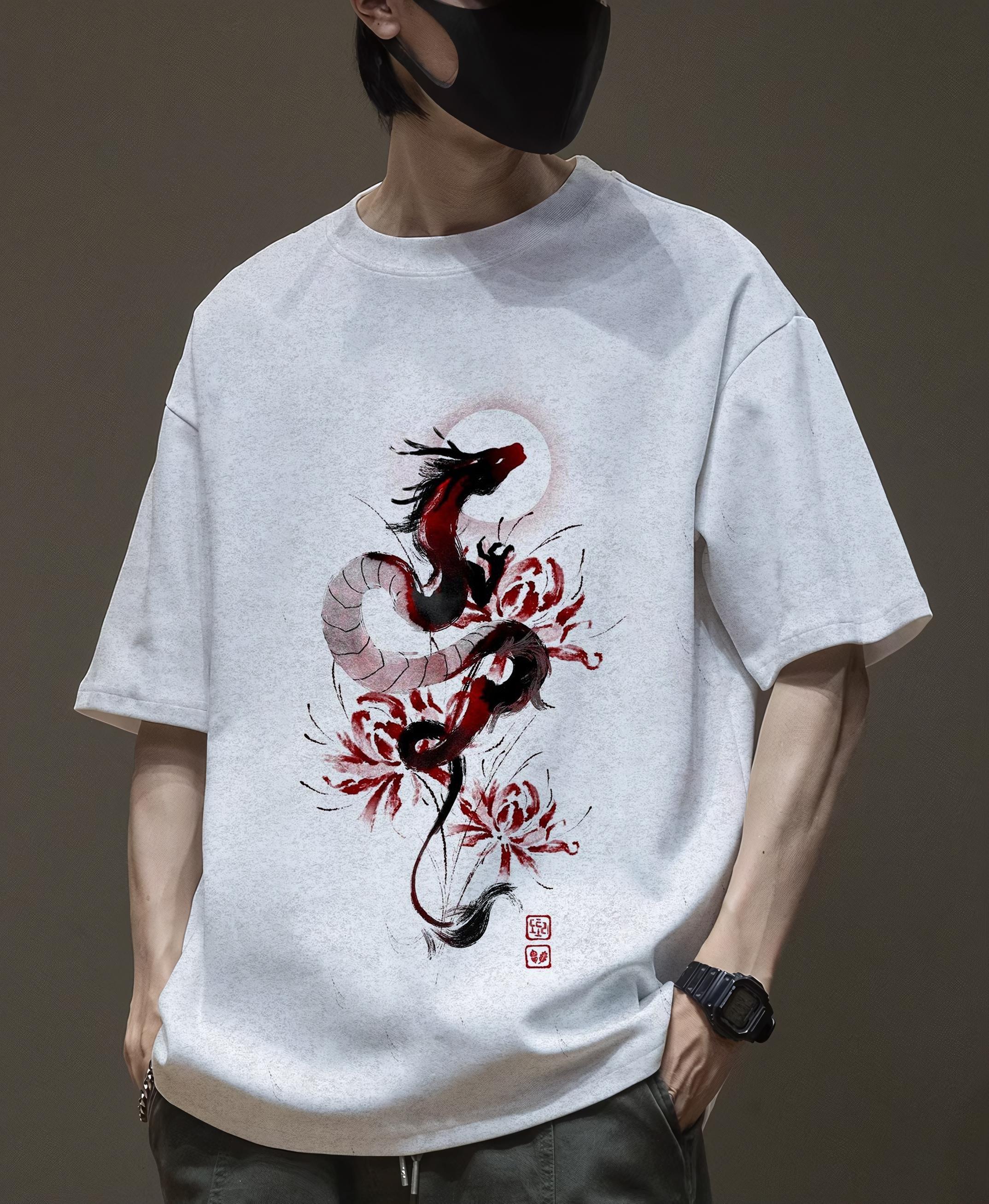 Xuhaijian02 Mannen Draak T-shirt Mode 3d Bedrukte T-shirt Dier Patroon Korte mouwen Oversized Streetwear Tees Zomer Casual mannen tops M