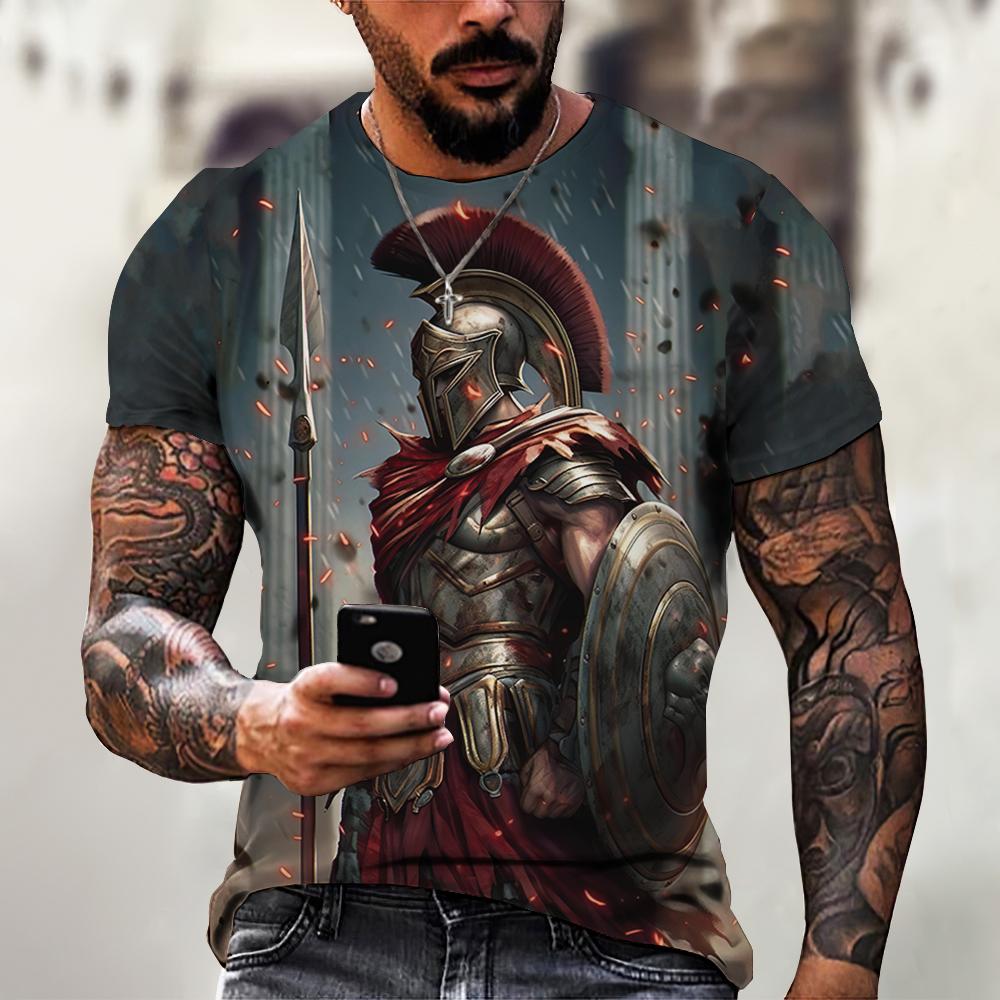 ETST 013 Sparta Grafische Tee Heren T-shirt voor Mannen Kleding Oversized T-shirt Man T-shirt 3D Print Zomer Tops Casual Korte Mouw straat S