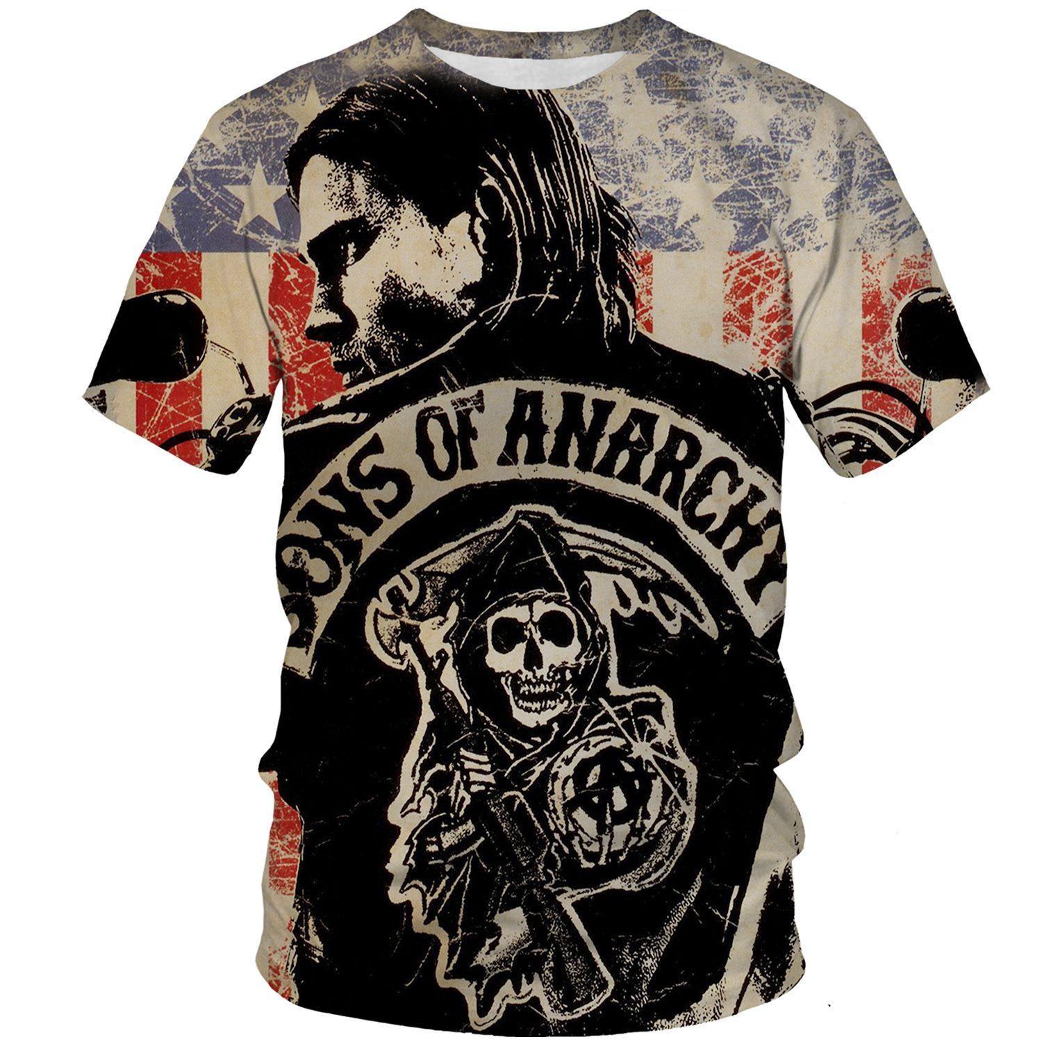 Men look 3D Clothes 2023 Heren Shirt Zomer Casual T-shirt Vrijetijdsbesteding Print Tops Mode 3D TV-serie Sons Of Anarchy T-shirt Kinderen Tees 100-6XL S