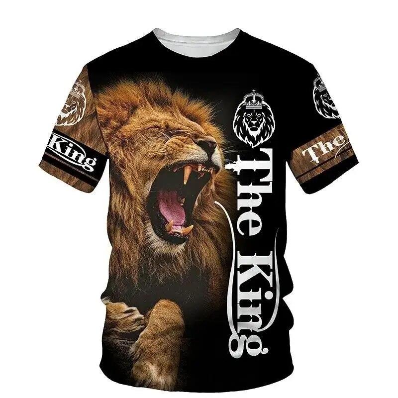 ETST 006 Lion 3D Printing T-shirt Gepersonaliseerde maatwerk Hoge kwaliteit Grote maat Sport Casual korte mouw Zomerstraatkleding S