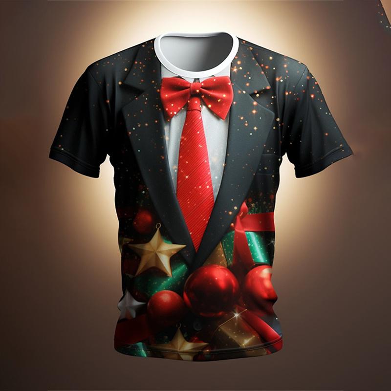 Men look 3D Clothes Mode 3D Vrolijk Kerstfeest Bedrukking T-shirt Kerstman Kerst Grafische T-shirts Voor Heren Kinderen Korte Mouwen Unisex Harajuku Top Tee 5XL