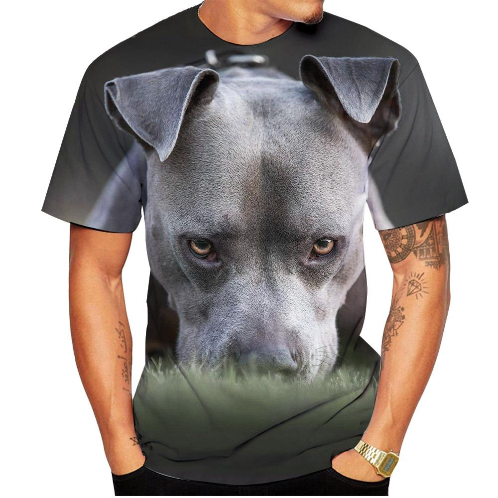 ETST 006 Mode Pitbull Hond 3D Print T-shirt Heren O-hals Korte Mouw T-shirts Coole Streetwear Kinderen Oversized Harajuku Tee Tops Kleding S