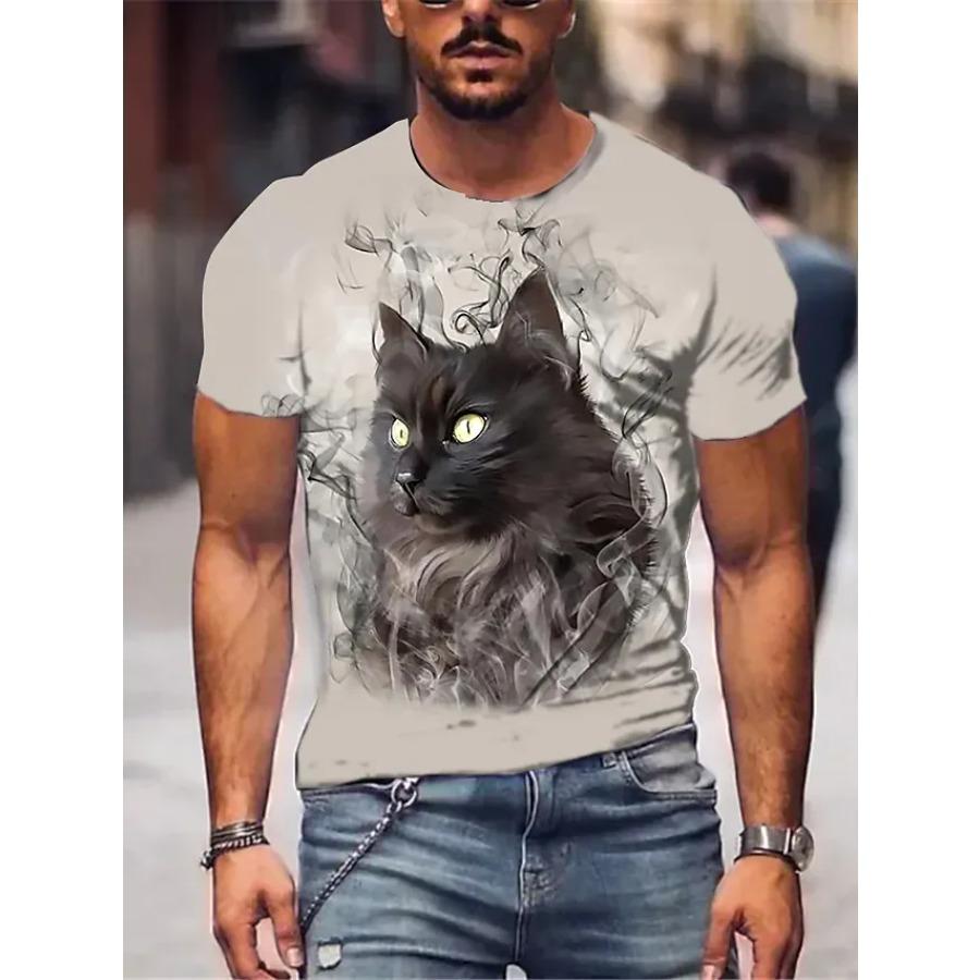 WowClassic Dierlijke kattenprint heren T-shirt Harajuku schattig losse tops met korte mouwen mode eenvoudig T-shirt oversized heren dames unisex kleding S