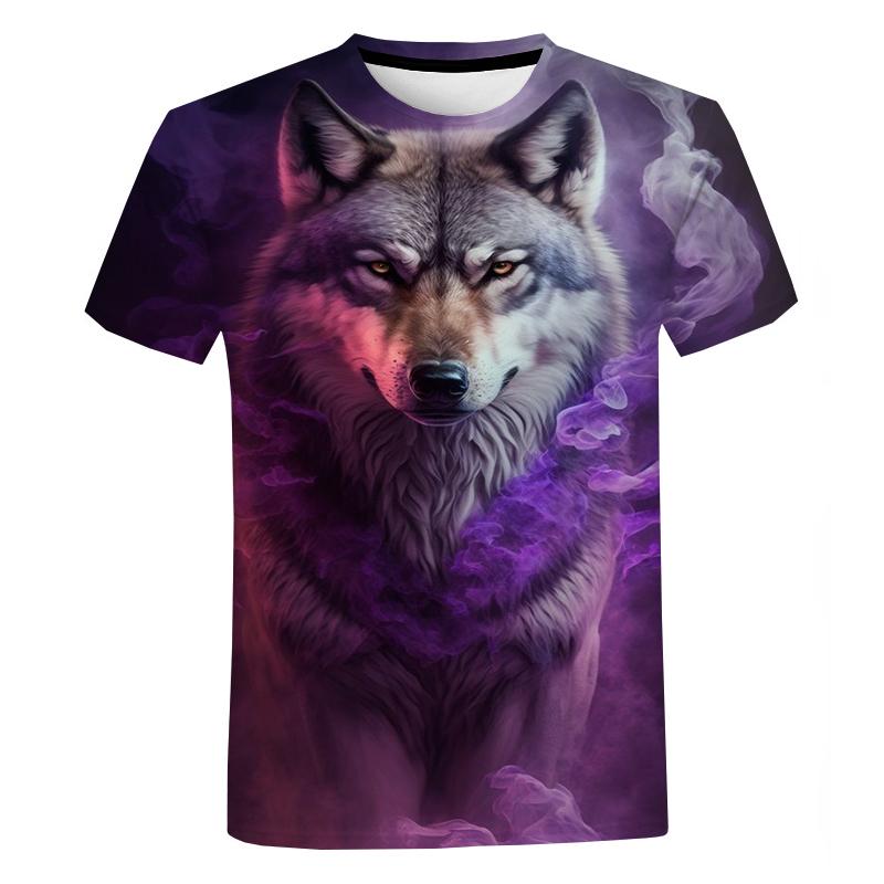 Plus Size FUGUIS Zomer Mode Dier Wolf 3d Print T-shirt voor Man Vrouwen Causale Harajuku O-hals Korte Mouwen Streetwear Oversize Top tees S