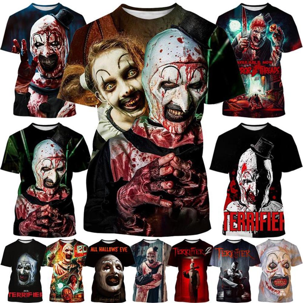 Plus Size FUGUIS Zomer Hot Selling Mode Horror 3D Printen Horror Clown Creatieve Persoonlijkheid Casual T-shirt Plus Size Tee Top S