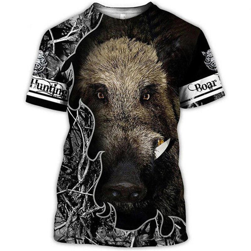 ETST0013 Camo Hunting Animals Wild Boar Dames Heren T-shirt 3D Print Korte Mouw Tee Tops Casual O Hals Streetwear T-shirts Hombre Ropa S