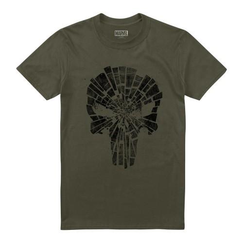 The Punisher Het Punisher T-shirt met verbrijzeld logo voor heren L glans groene kleur