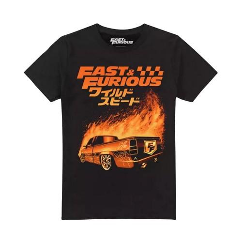 Fast & Furious Heren T-shirt met vuur S zwart