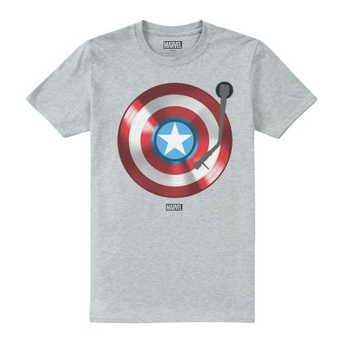 Captain America Heren Record Shield T-shirt S grijs