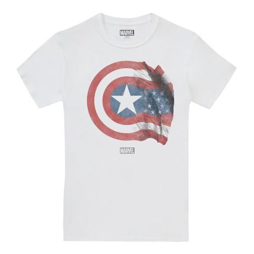 Captain America heren schild T-shirt S wit