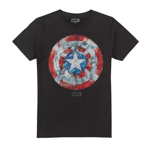 Captain America heren schild schets T-shirt XL wit