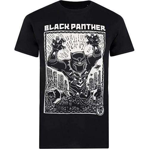 Black Panther Heren Linosnede T-shirt S zwart