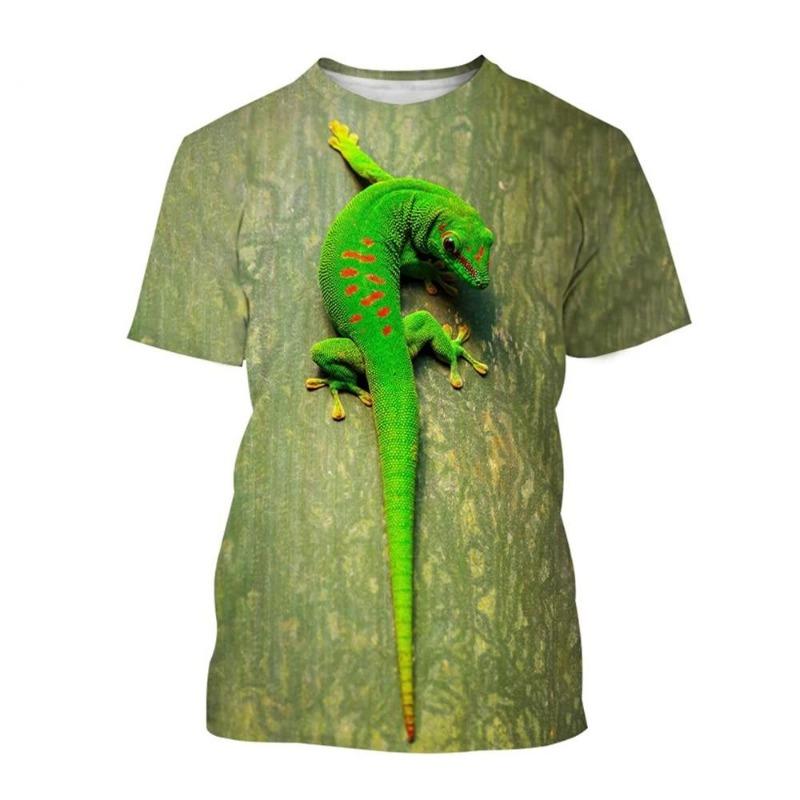 Forever Men Reptiel Gekko 3D Gedrukt Zomer mannen Ronde Hals T-shirt Casual Korte Mouw Oversized Trui Fashion Tee Tops Mannen kleding S