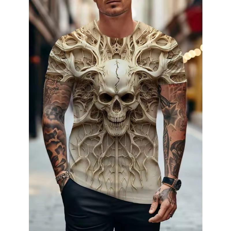 Forever Men Zomer Mannen Schedel Grafische 3D Gedrukt T-shirt Korte Mouwen T-shirt Voor Mannen Dagelijkse Streetwear Tees Tops Ronde Hals casual T-shirt S