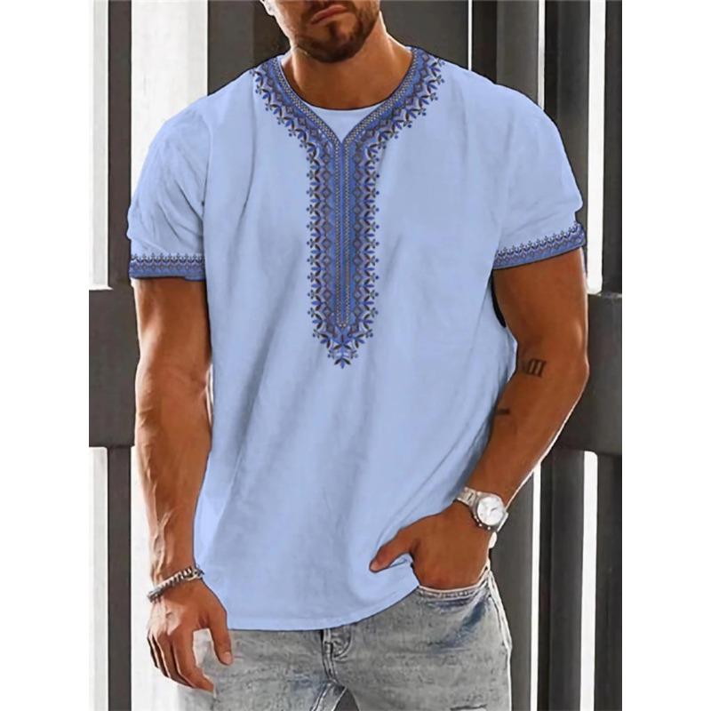 Forever Men Vintage Etnische T-shirt 3D Print Kleding O-hals Mannen Tops Oversized Korte Mouw Tee Zomer Losse Mannelijke Streetwear Herenkleding S