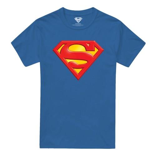 Superman Mens Embossed Logo T-Shirt S koningsblauwe kleur