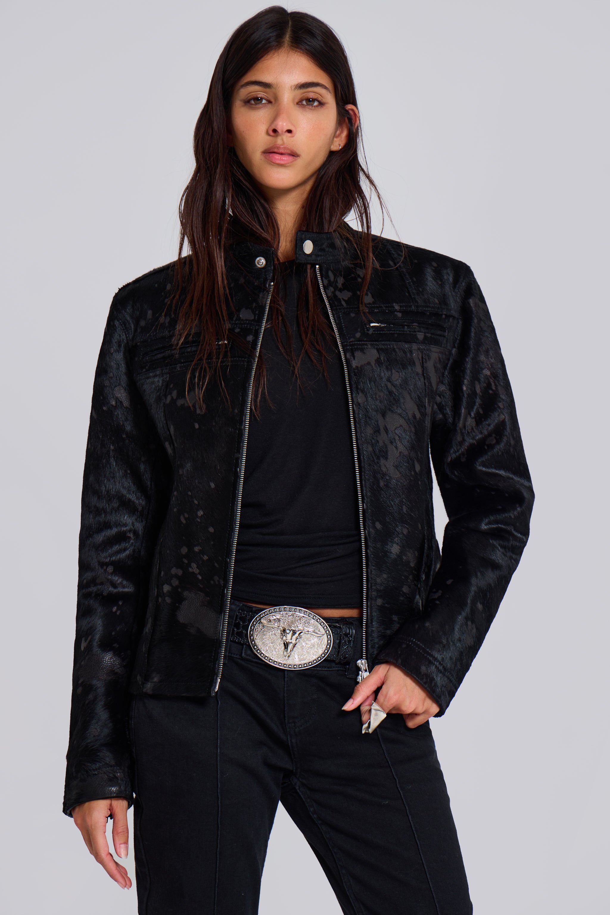 Jaded London Black Real Leather Piston Jacket