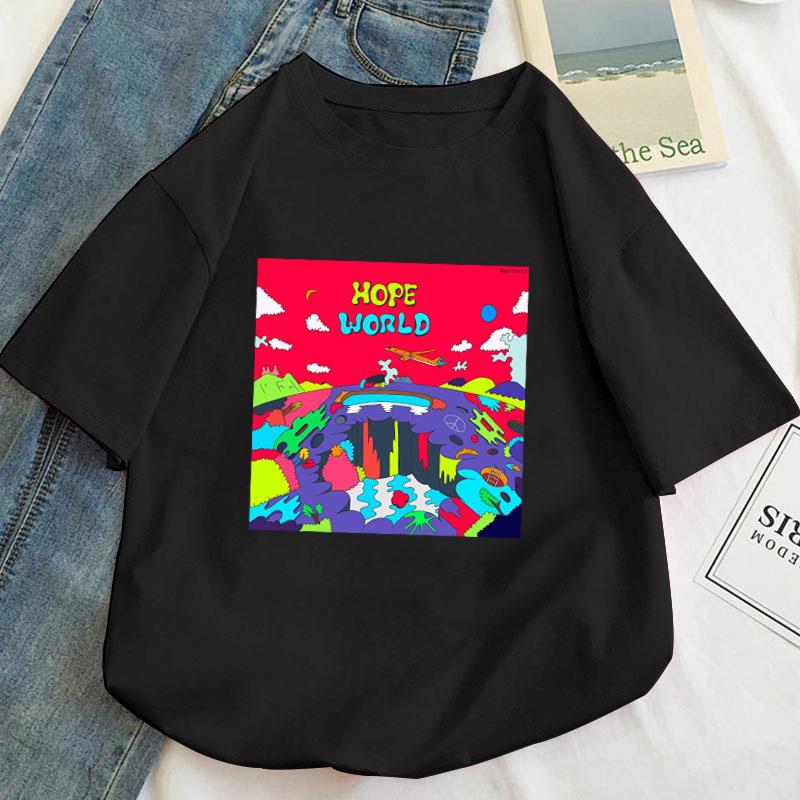 FT T Shirts Plus Size S-5XL Kpop J-Hope Hope World T-shirt Unisex streetwear T-shirt Casual korte mouw T-shirt Homme Hip Hop Top Tees Katoen grafisch T-shirt 2XL