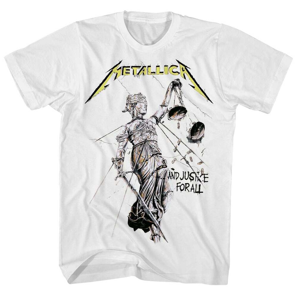 91140100MA0LT7WW9A Metallica Justice For All T-shirt Heren Gelicentieerd Rock N Roll Concert Tee Wit S