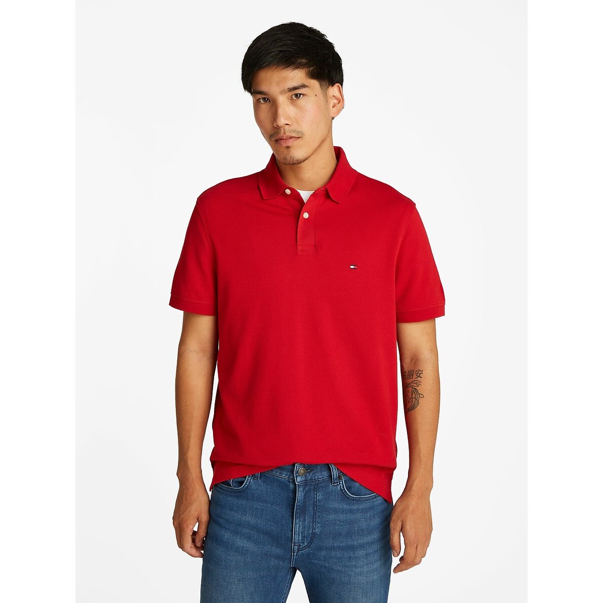 Tommy hilfiger Rechte stretch polo, 2 knopen