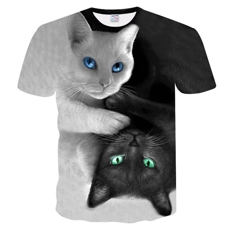 Xin nan zhuang Gepersonaliseerde T-Shirt Dierlijke Leuke Kat Print Oversized 3D Mannen Vrouwen Nieuwigheid Zomer Korte Mouw T-Shirt 6XL