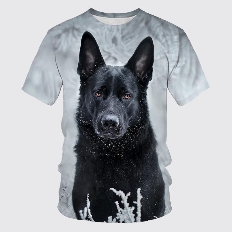 Baibao QIQI Zomer Mannen T-Shirt Fashion Top Halloween Duitse Herder Patroon 3D Printen Dier Hond Leuke Hip Hop Fun O-Hals Top Tees XXS