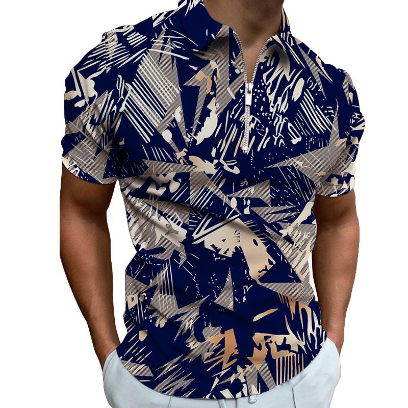 Casual Mans Clothing Casual zomer POLO herenmode en trend geruit 3D-geprint T-shirt met korte mouwen S wit