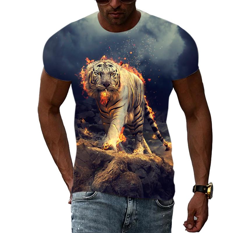 ETST WENDY 05 Zomer Mannen Dier Tijger grafische t-shirts Persoonlijkheid Mode Cool Stijl Patroon T-shirt Trend Hip Hop korte mouw t-shirt S