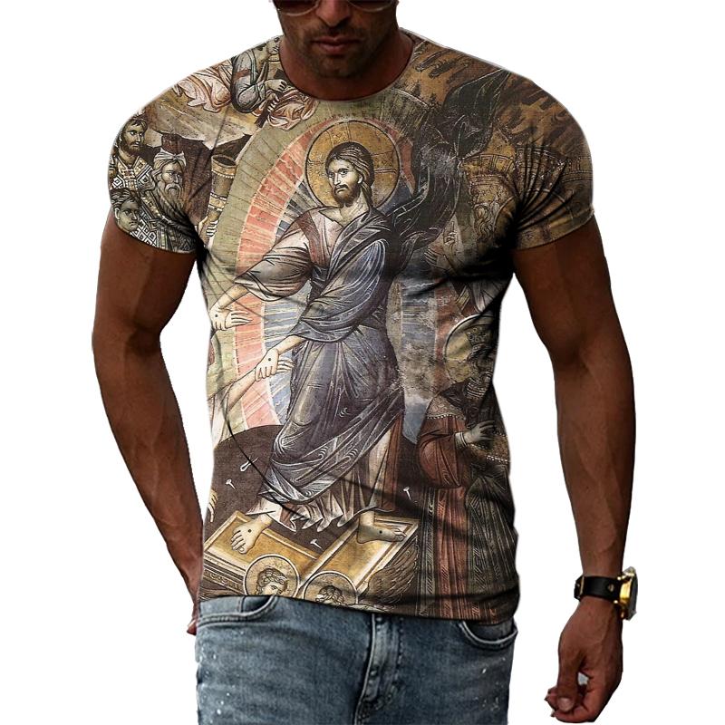 ETST WENDY 05 Zomer Retro Egyptische Fresco's grafische t-shirts Mannen Casual Persoonlijkheid 3D Gedrukt Cool t-shirt Hip Hop Harajuku Korte mouw Tee S