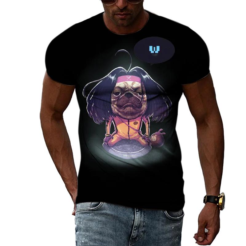 ETST WENDY 05 Zomer Nieuwe Grappige Dier Hond grafische t-shirts Mannen Mode Casual Ronde Hals Afdrukken Korte Mouwen Persoonlijkheid Trend 3D Tees Tops S