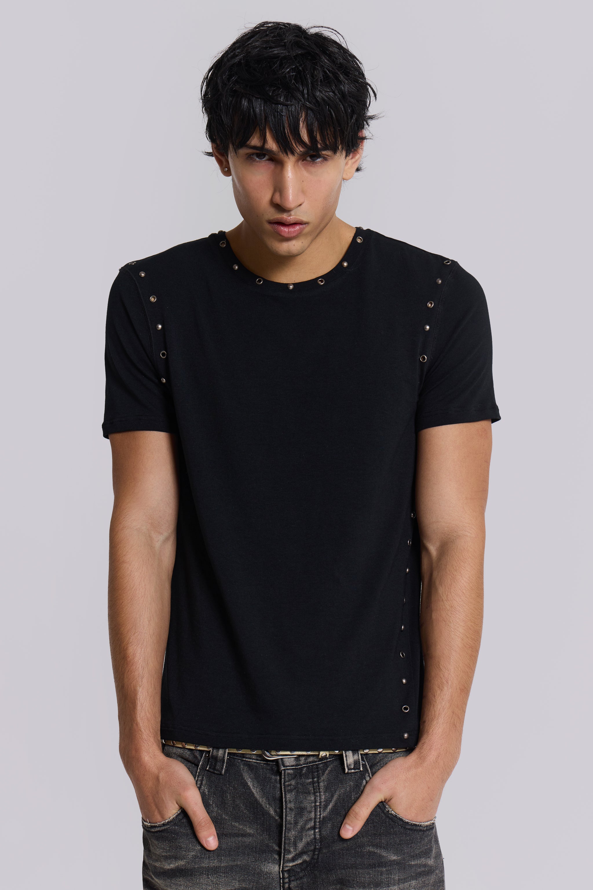 Jaded Man Studded Black Mist Tee