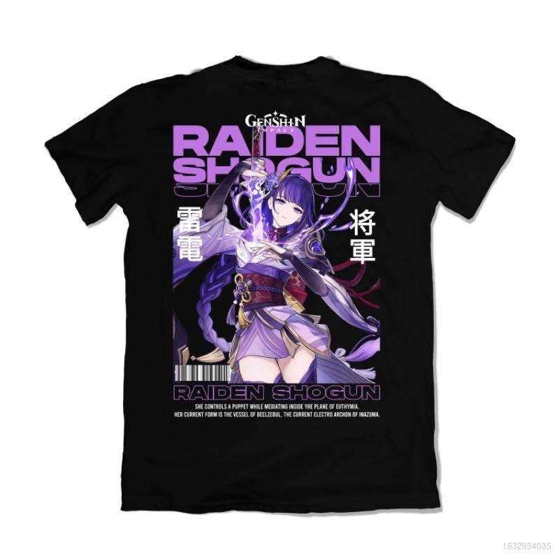 Limindong Genshin Impact - Raiden Shogun T-shirt Anime Unsiex Sport Tops met korte mouwen Casual Grafisch Los T-shirt XS wit