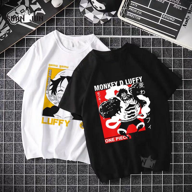 New Young EEN STUK Luffy Zoro Heren Tshirt Harajuku Cool Zwart T-shirt met korte mouw Japanse Anime Zomer T-Shirt Streetwear Top XS