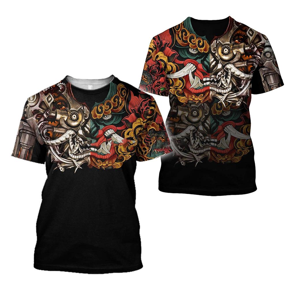 Kukebang Zomer 3D Heren T-Shirt Samurai Print Anime Harajuku T-Shirt Losse O-hals Korte Mouw Verrassing Stijl Street Men Kleding Tops S