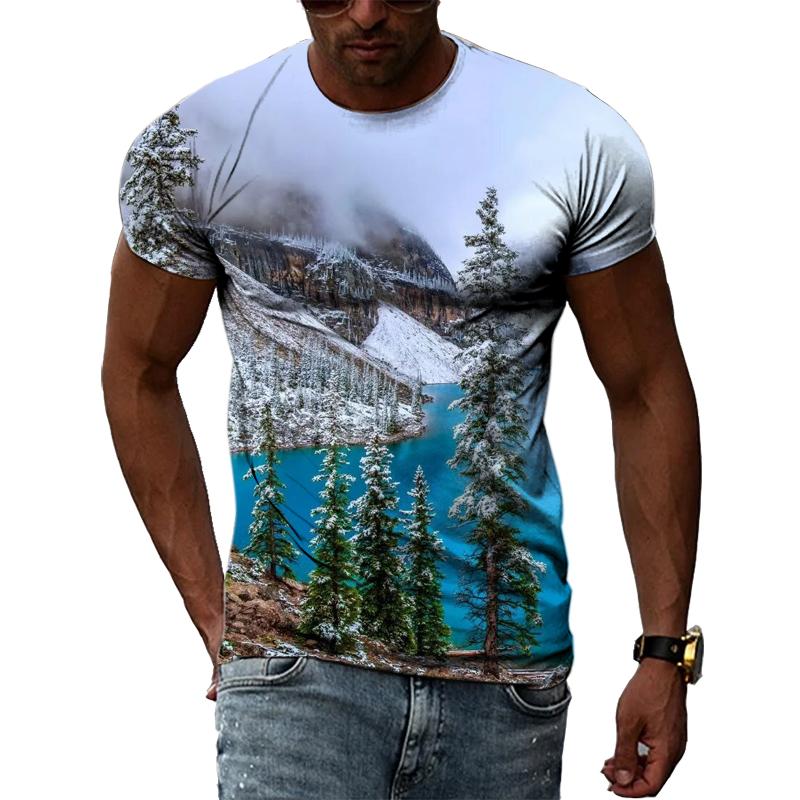 ETST WENDY 05 Zomer Alpine Lake grafische t-shirts Mannen Mode Landschap 3D Gedrukt Tees Hiphop Street Style Casual Dagelijks O-hals Korte mouwen S