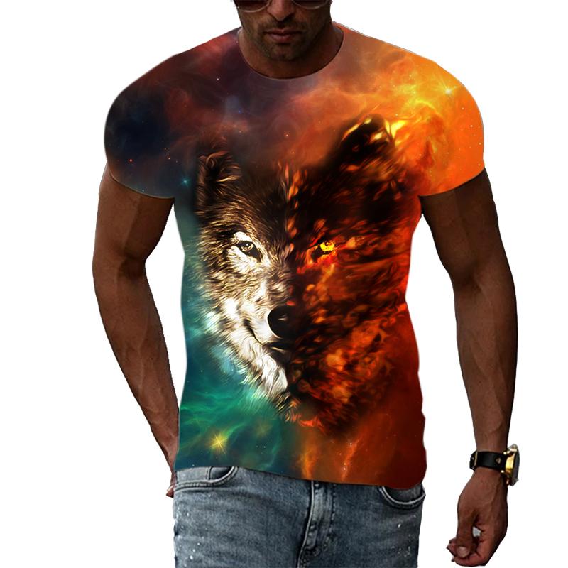 ETST WENDY 05 Zomer Trend Dier Wolf grafische t-shirts Mannen Mode Cool Persoonlijkheid 3D Print korte mouwen t-shirts Interessante Casual T-shirt S