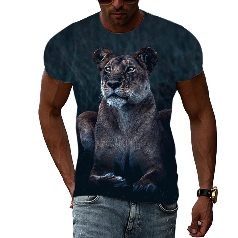 ETST WENDY 05 Zomermode Nieuwe Koning Van De Jungle Leeuw grafische t-shirts voor mannen 3D Persoonlijkheid Creatieve Trend Dierenpatroon T-shirts S