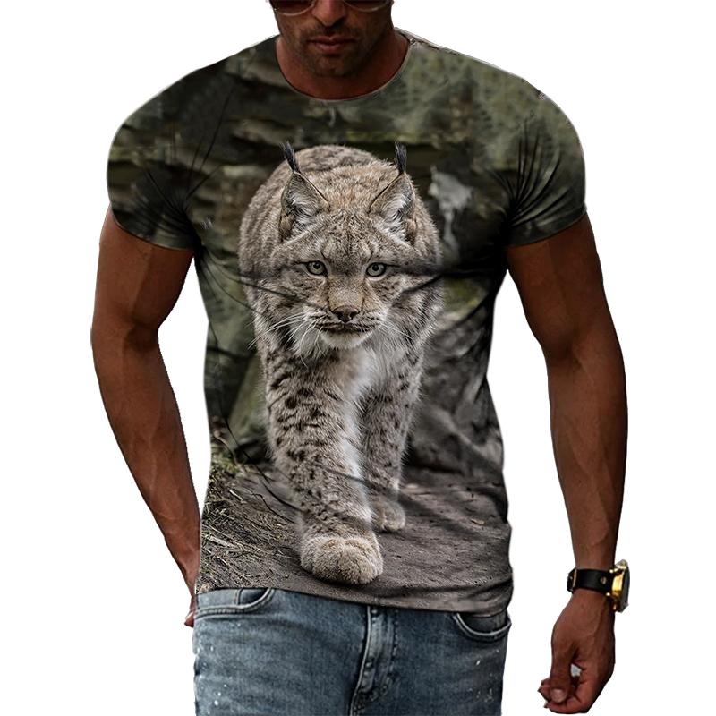 ETST WENDY 05 Zomer Mode Persoonlijkheid Lynx grafische t-shirts Mannen Hiphop Street Style Fun Tees Trend Casual Gedrukt O-hals Korte Mouw Tops S