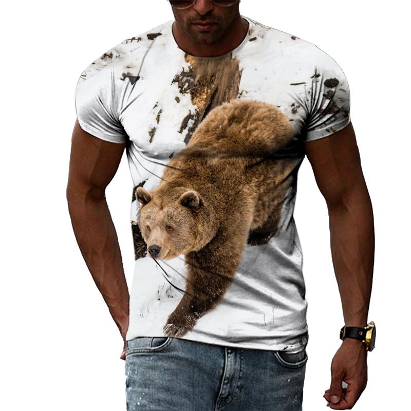 ETST WENDY 05 Zomer Originele Animal Bear grafische t-shirts Mannen Casual Interessante Persoonlijkheid 3D Print O-hals Korte Mouw T-shirt Streetwear S