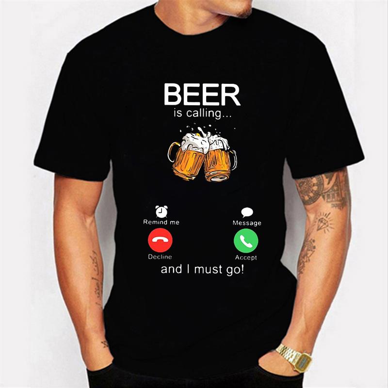 Wengy 2 Bier belt en ik moet gaan bellen scherm bier T-shirt bier dag T-shirt grappig T-shirt aangepaste Tees zomer merk Teeshirt M