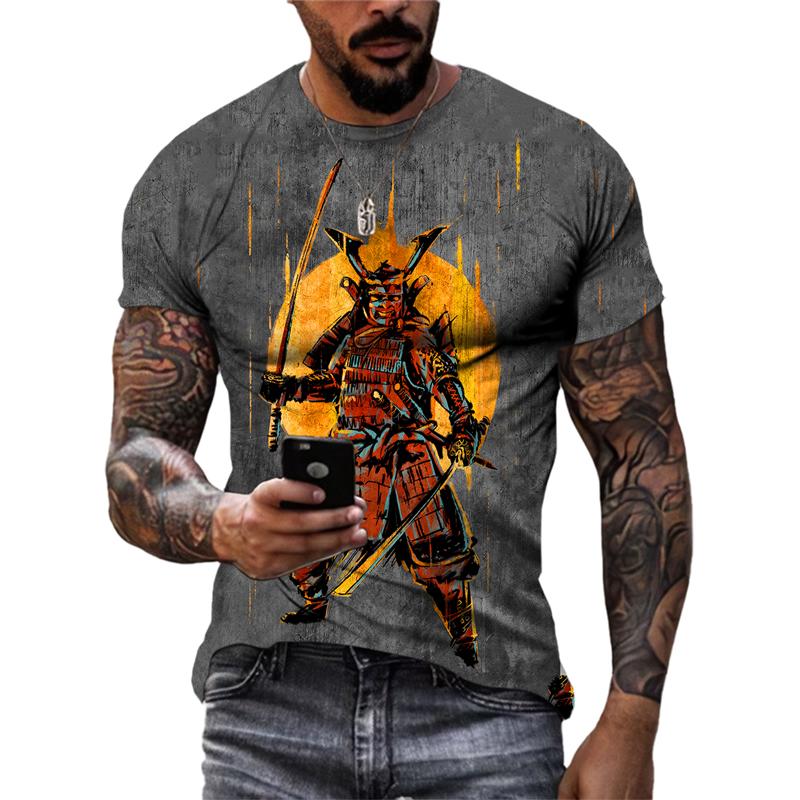 ETST WENDY 05 Zomer Trendly Mannen Cool Persoonlijkheid Warrior grafische t-shirts Fashion Casual 3D Hiphop Street Style Gedrukt Ronde Hals Tees Tops S