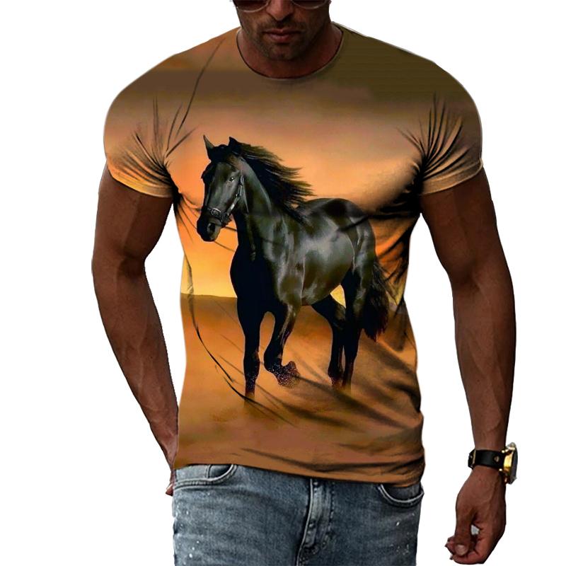 ETST WENDY 05 Zomer Origineel Ontwerp Dier Paard grafische t-shirts Mannen Mode Persoonlijkheid Hip Hop Creatieve harajuku 3D Print Korte Mouw Tee S