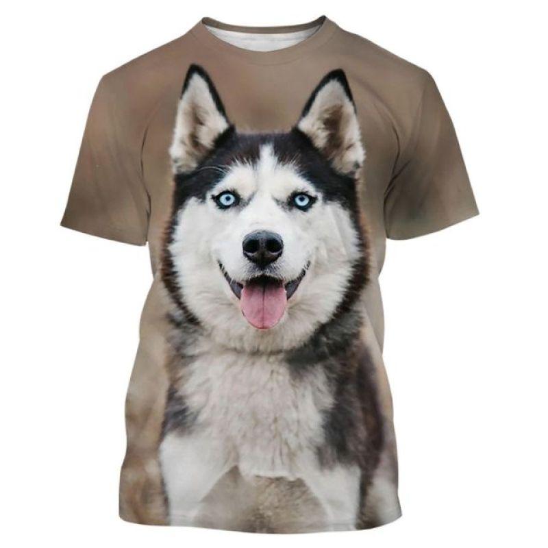 ETST 07 Zomer Grappige Hond Husky 3D Print Mannen T-shirt Mode Unisex Casual Harajuku Street Style Ronde Hals Korte mouwen T-shirts L