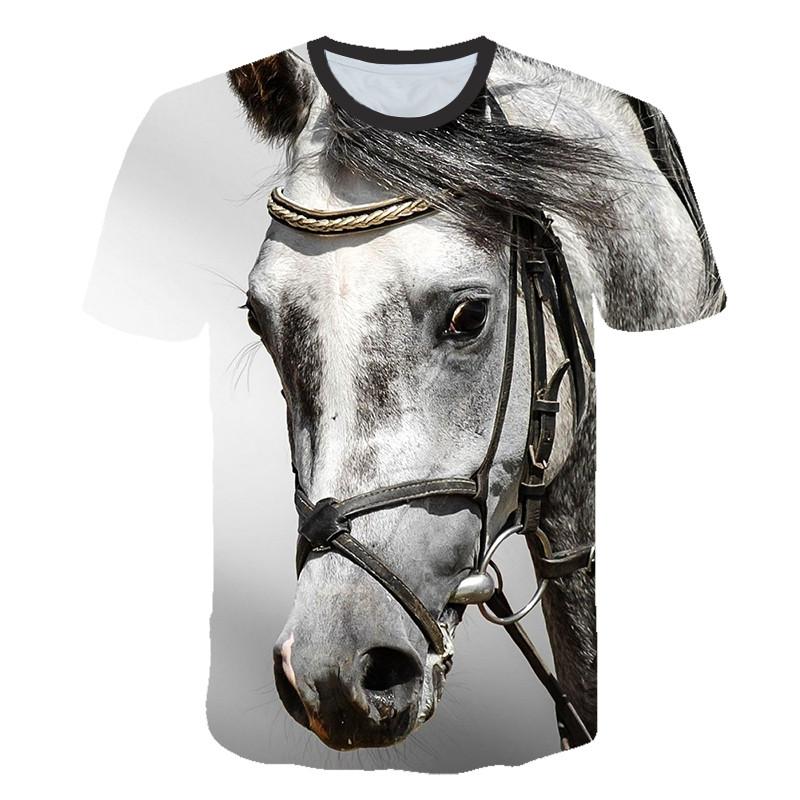 ETST WENDY 05 Mooie Animal Horse Patroon t-shirt voor mannen Zomer 3D Mode Steed grafische t-shirts Casual Interessante Print T-shirt Tops S