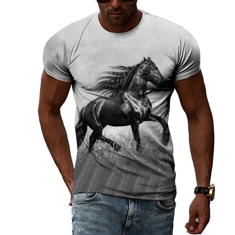 ETST WENDY 05 Zomer 3D Dier Paard grafische t-shirts Voor Mannen Fashion Casual O-hals harajuku Hiphop Stijl Gedrukt korte mouwen t-shirts top S