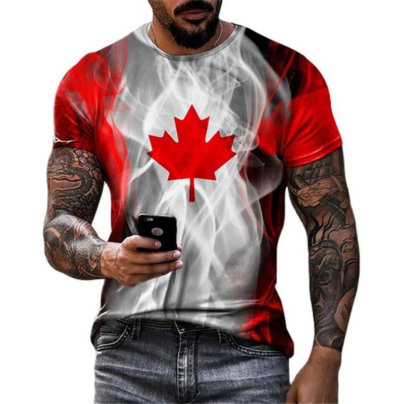 Nihao Mode Canada Maple Leaf Vlag 3D Print Heren T-Shirts Zomer ronde hals losse korte mouw Oversized T-Shirts Mannen kleding Tops S