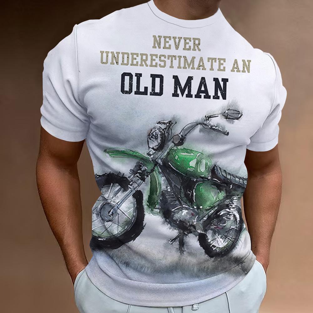 Xuhaijian02 Vintage Motorbike Mannen T-shirt Oversized Top 3D Gedrukt Biker Tees Klassiek Patroon Korte Mouwen Herenkleding Casual Streetwear M